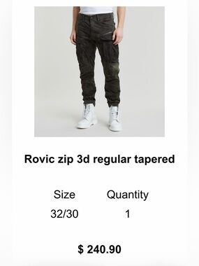 G-Star Rovic Zip 3D Regular Tapered Cargos Olive Green